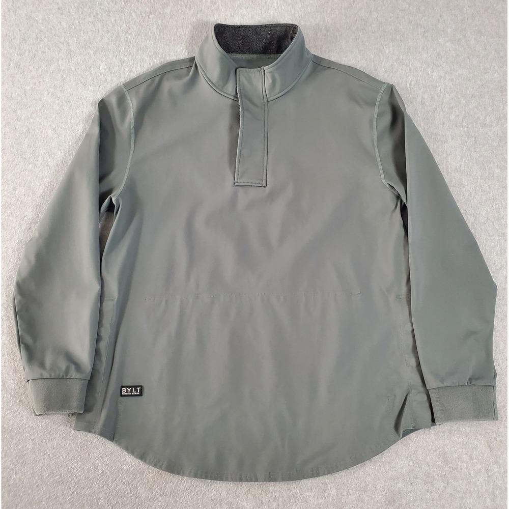 BYLT Premium Basics Elite Fairway Pullover Mens XL Sage Green Snap Mock Neck